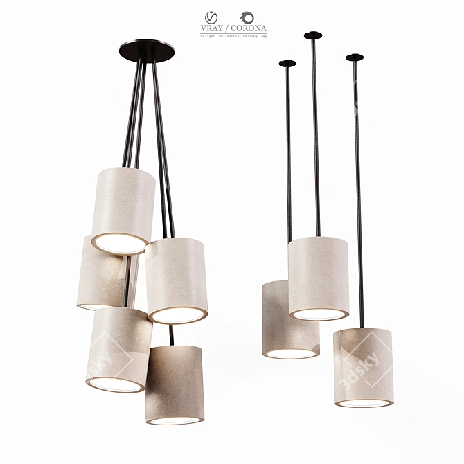 Elegant Cylindrical Ceiling Lamp 3D model image 1