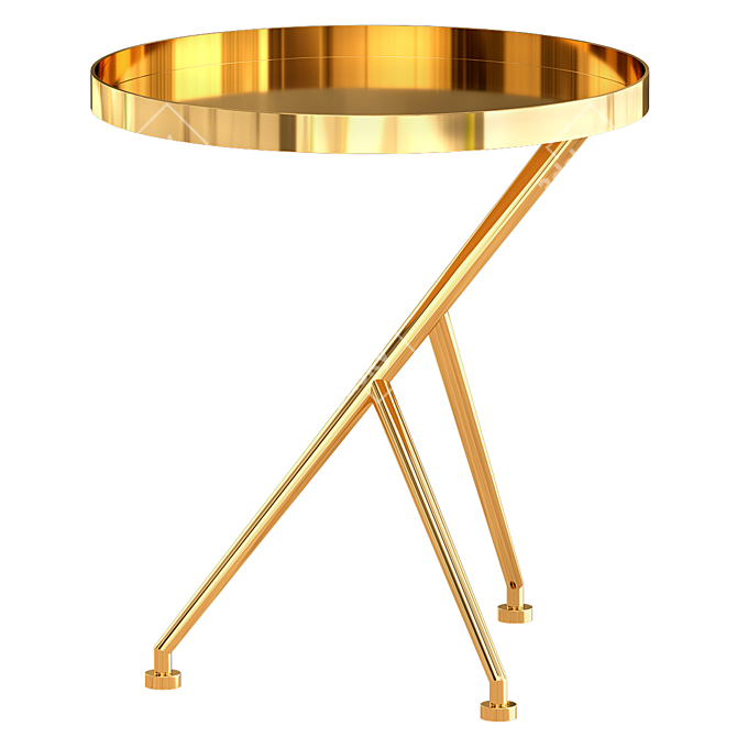 Rustic Brass Accent Table 3D model image 1