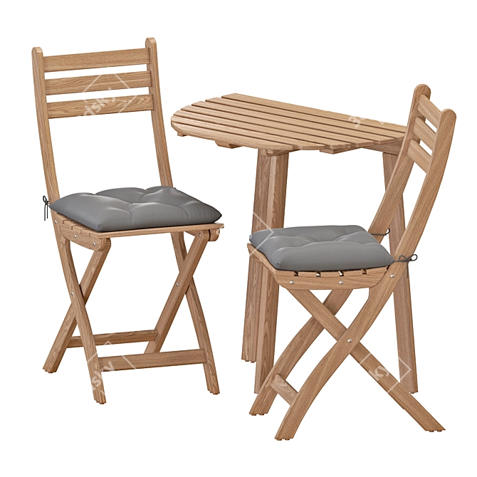 Foldable Outdoor Table & Chairs Set 3D model image 1