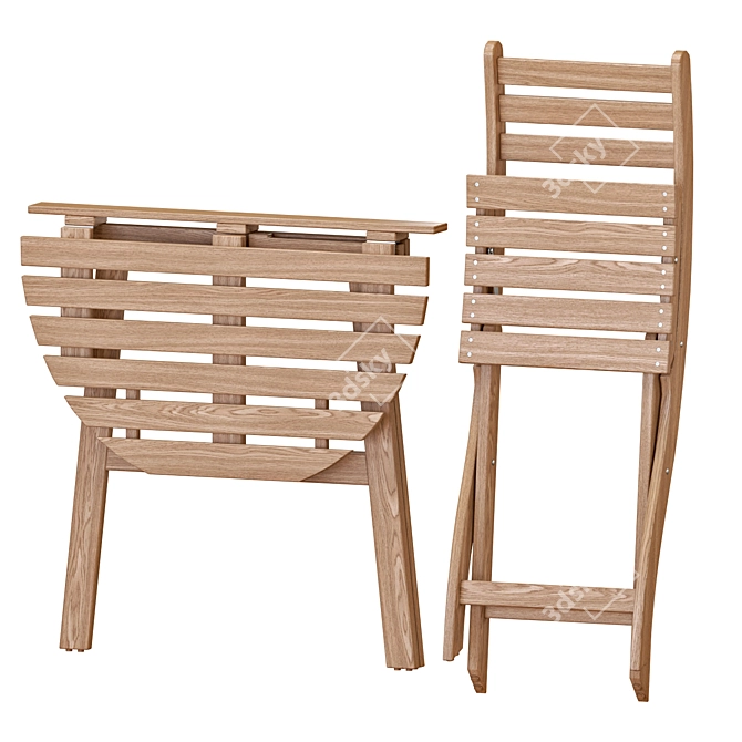 Foldable Outdoor Table & Chairs Set 3D model image 3