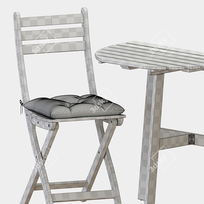 Foldable Outdoor Table & Chairs Set 3D model image 7