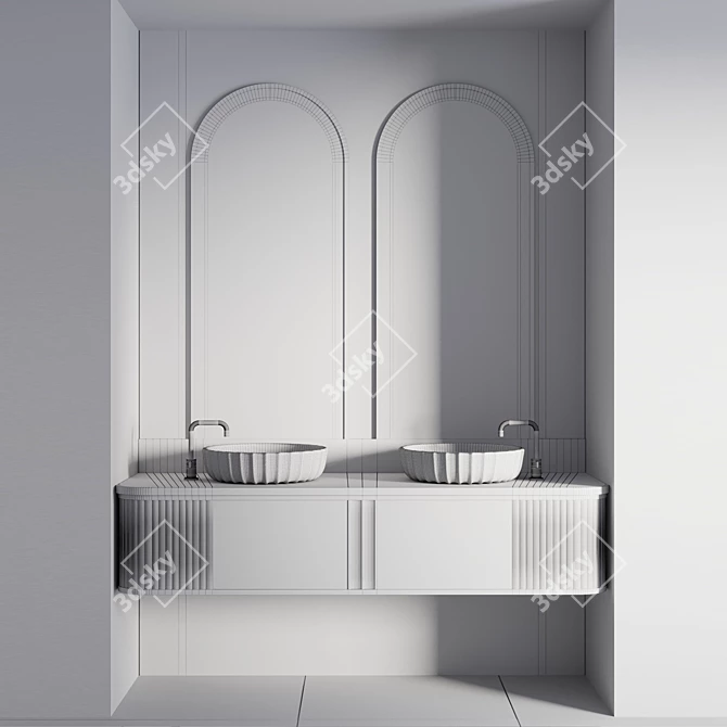 Modern Bathroom Furniture Set 3D model image 4