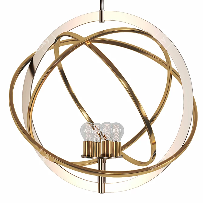 Ibis Wide Pendant: Polished Nickel & Brass 3D model image 1