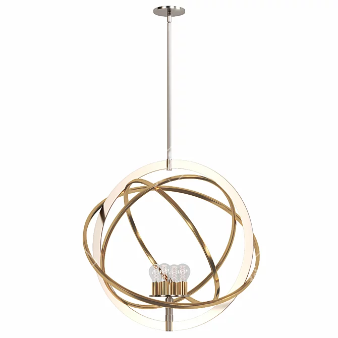 Ibis Wide Pendant: Polished Nickel & Brass 3D model image 2