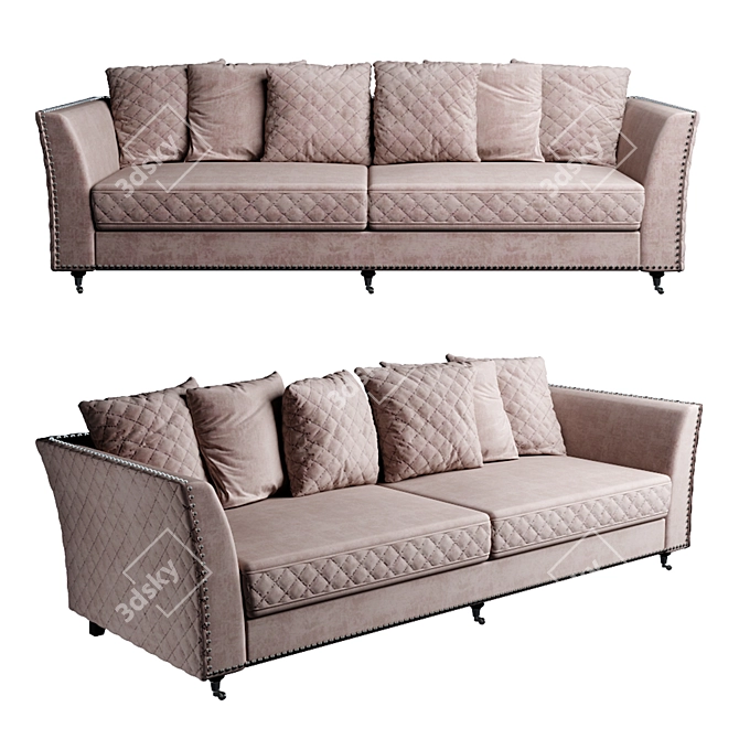 Garda Decor Sorrento 250: Elegant Velvet Three-Seater Sofa 3D model image 1