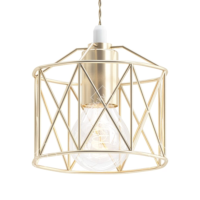 Sleek Iron Pendant Light 3D model image 1