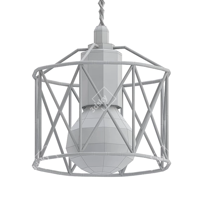 Sleek Iron Pendant Light 3D model image 2