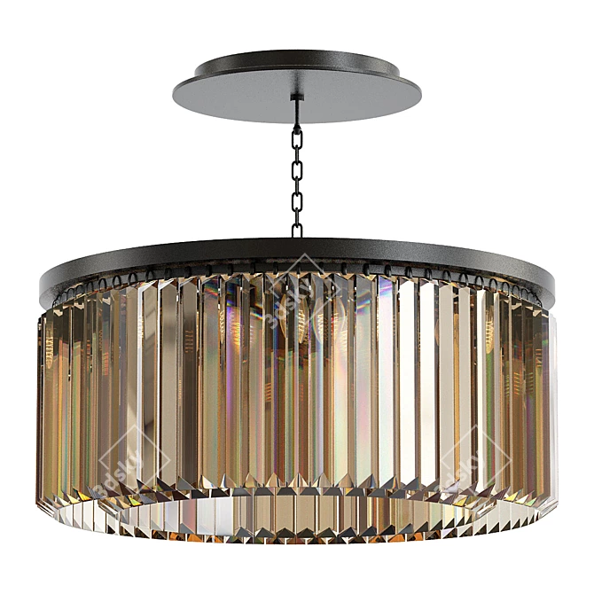 12-Light Clear Glass Fringe Chandelier 3D model image 1