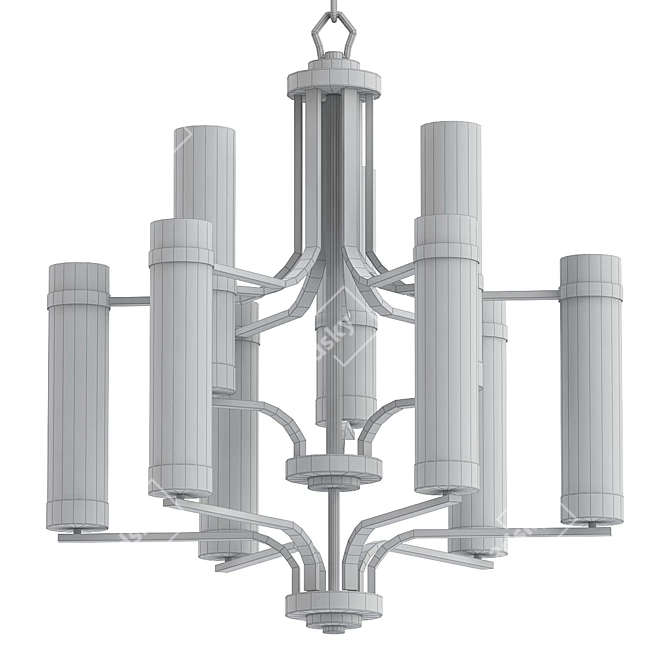 Elegant Milan Chandelier in Rubbed Bronze 3D model image 2