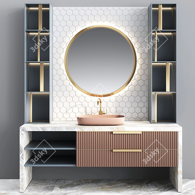 Elegant Bathroom Furniture Ensemble 3D model image 1