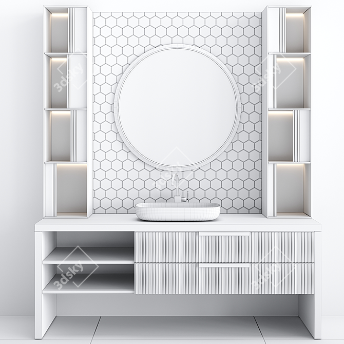 Elegant Bathroom Furniture Ensemble 3D model image 2