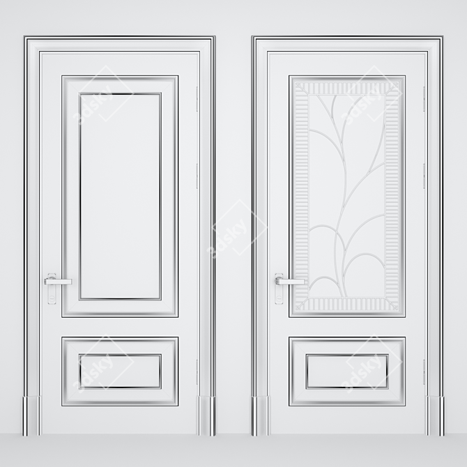  Stylish Wood Door Design 3D model image 3