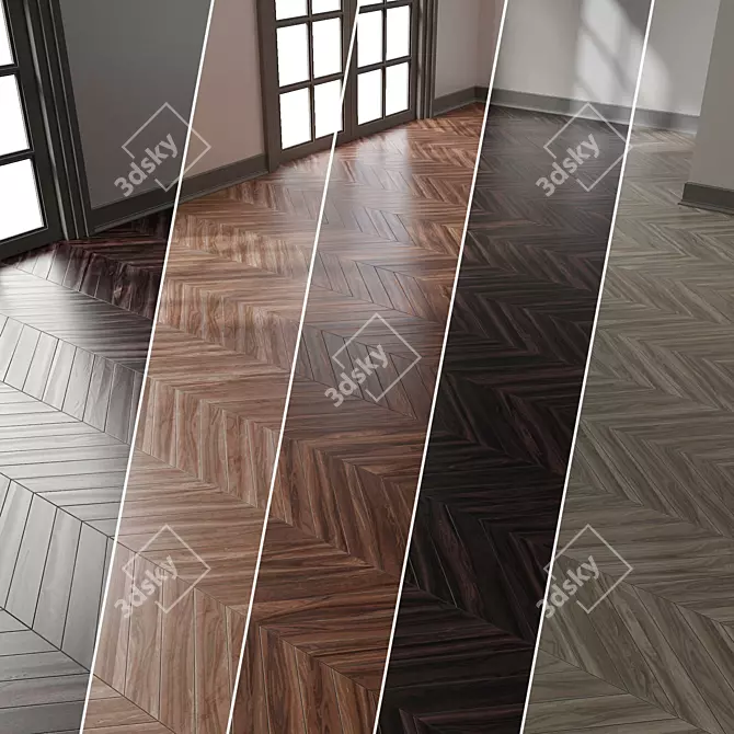 Premium Parquet Chevron: 4K PBR PNG 3D model image 1