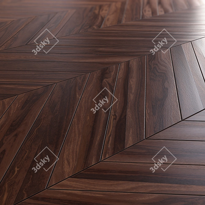 Premium Parquet Chevron: 4K PBR PNG 3D model image 2