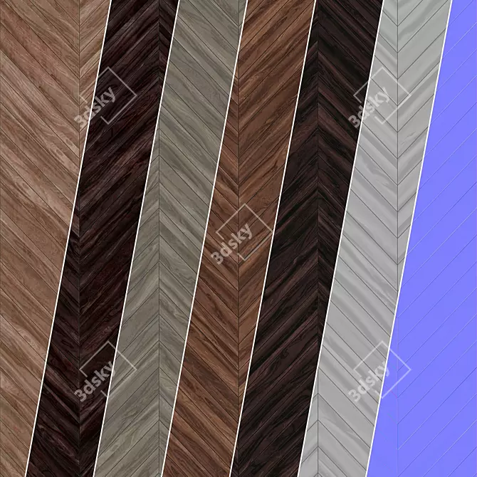 Premium Parquet Chevron: 4K PBR PNG 3D model image 3