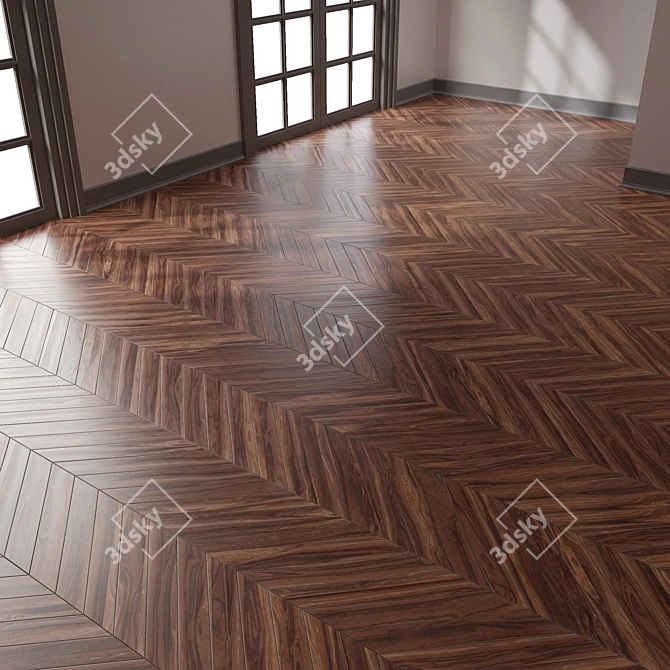 Premium Parquet Chevron: 4K PBR PNG 3D model image 5