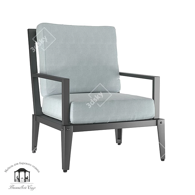 Leon Outdoor Armchair: Stylish Aluminum Design with Gray Cushions 3D model image 1