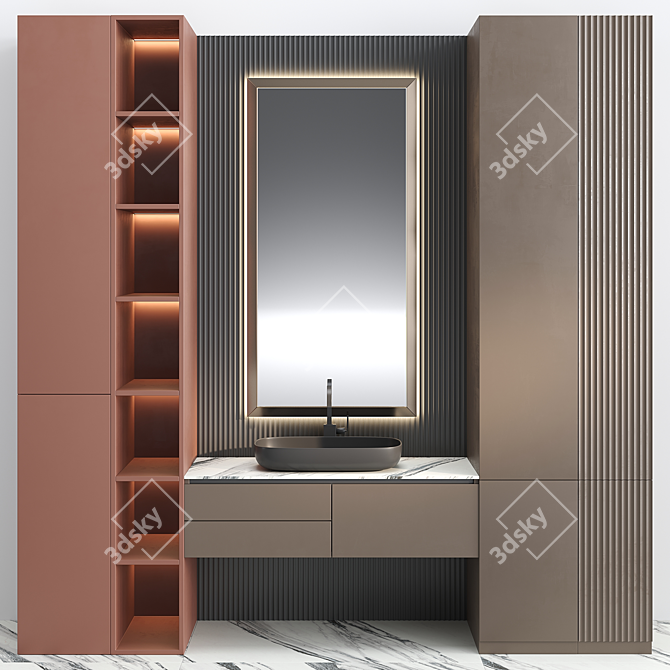Elegant Bath Vanity Set 3D model image 1