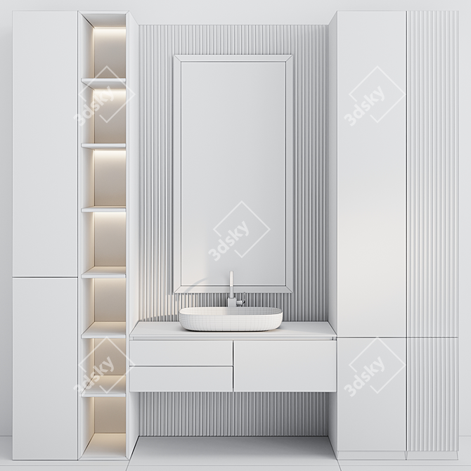 Elegant Bath Vanity Set 3D model image 2