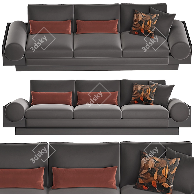 1960s Grand Bolster 3-Seater Sofa 3D model image 2