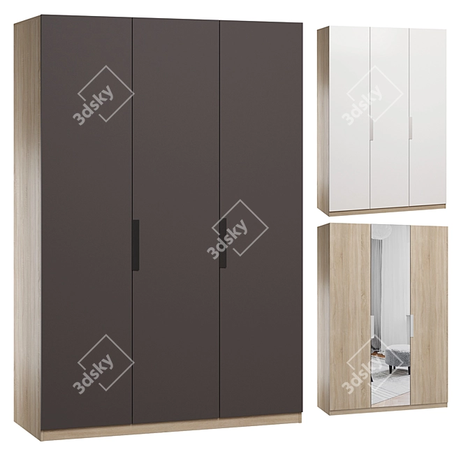 CAREN Wardrobe: Stylish and Spacious 3D model image 1