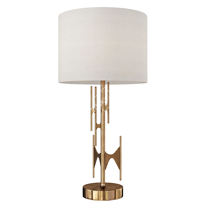 Gold Freeform Linen Table Lamp 3D model image 1