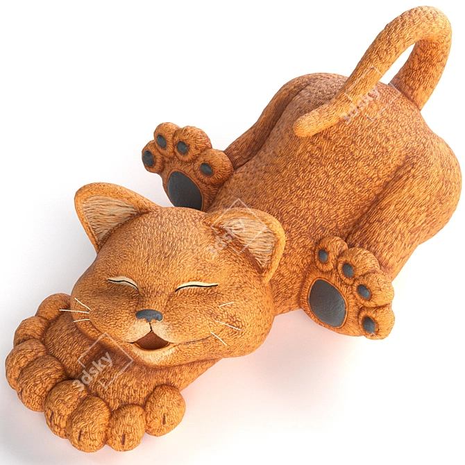 Elegant Cat Sculpture: PBR 3D Model 3D model image 5