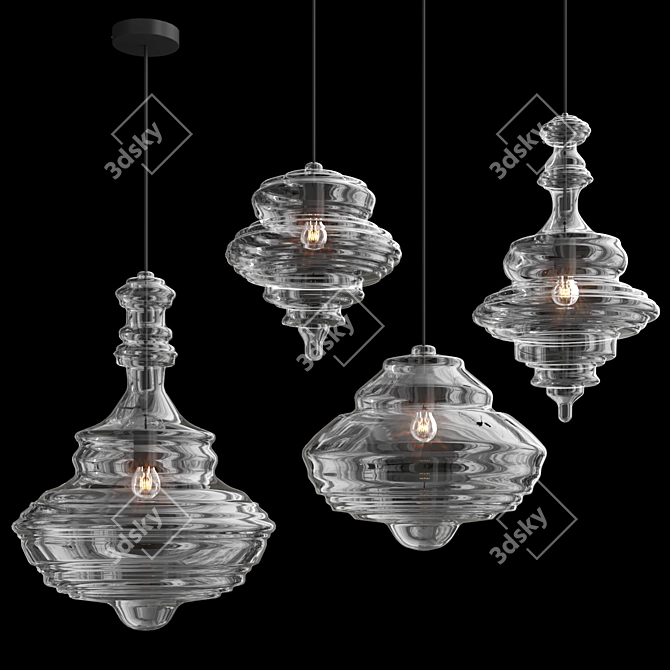 Geometric Glass Pendant Light 3D model image 1