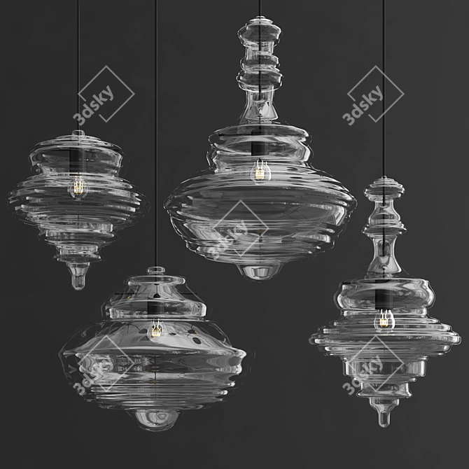 Geometric Glass Pendant Light 3D model image 2