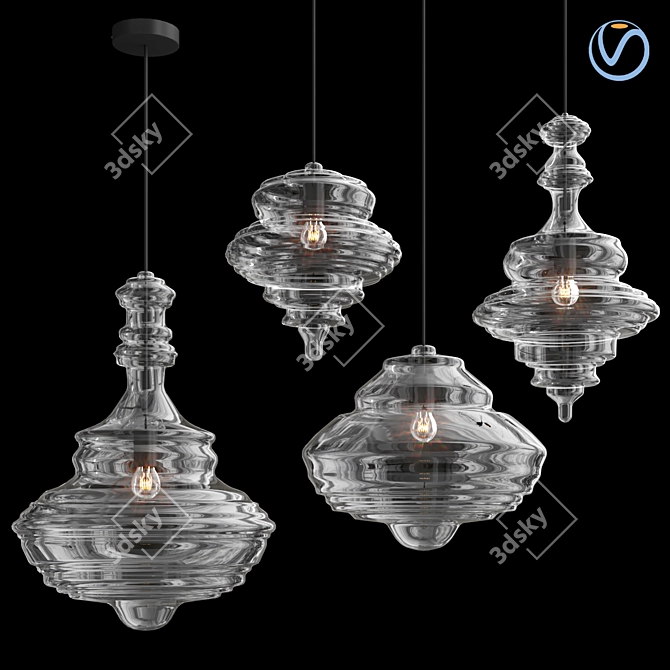 Geometric Glass Pendant Light 3D model image 4