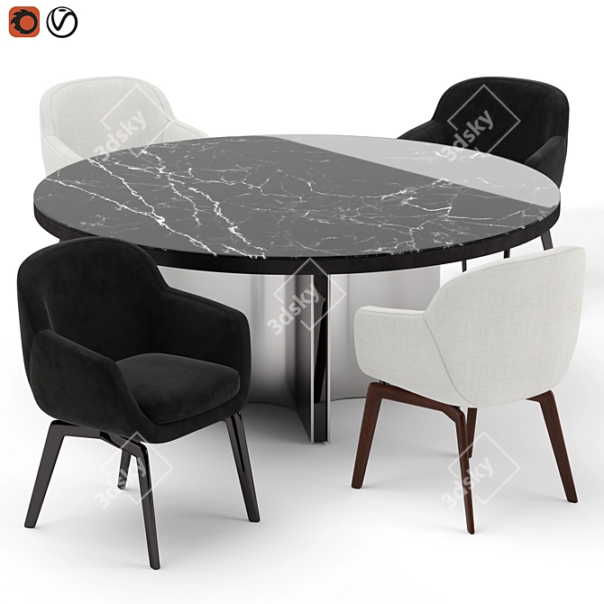 Minotti Belt Chair & Marvin Table 3D model image 1