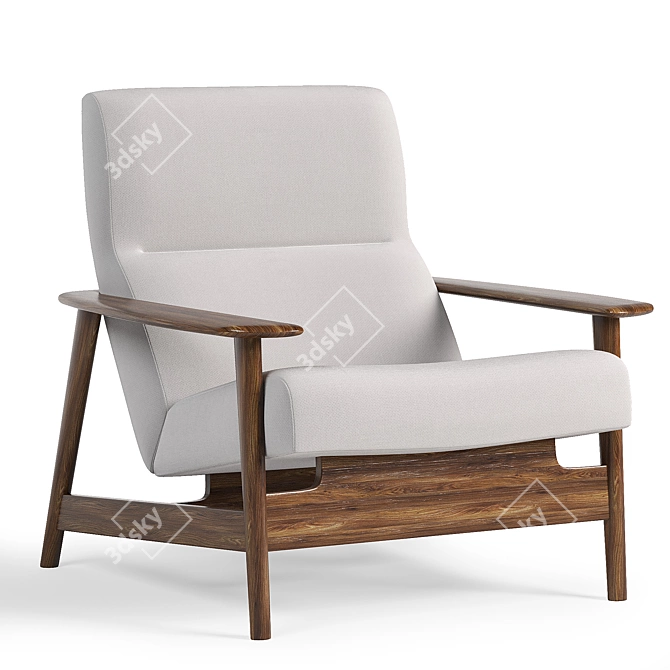 Timeless Elegance: Mid-Century High-Back Chair 3D model image 1
