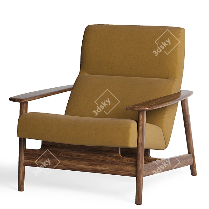 Timeless Elegance: Mid-Century High-Back Chair 3D model image 2