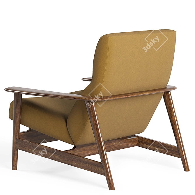 Timeless Elegance: Mid-Century High-Back Chair 3D model image 3