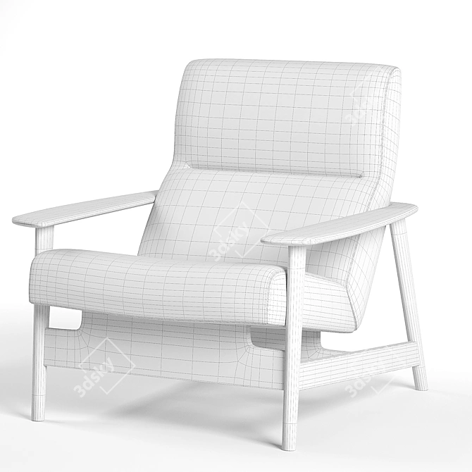 Timeless Elegance: Mid-Century High-Back Chair 3D model image 4