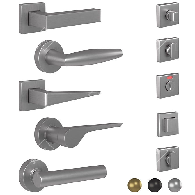 Elegant Olivari Door Handle Set 3D model image 3