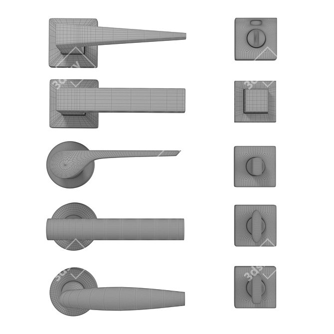 Elegant Olivari Door Handle Set 3D model image 4