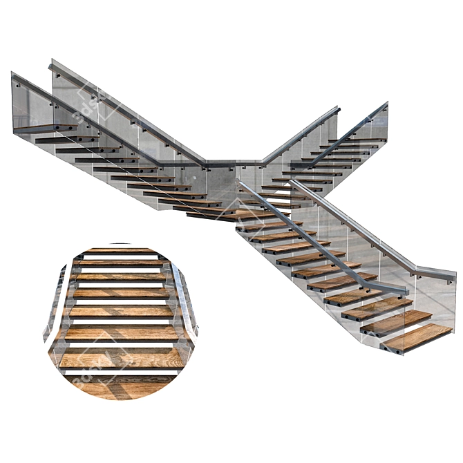 Contemporary Staircase Design 3D model image 2
