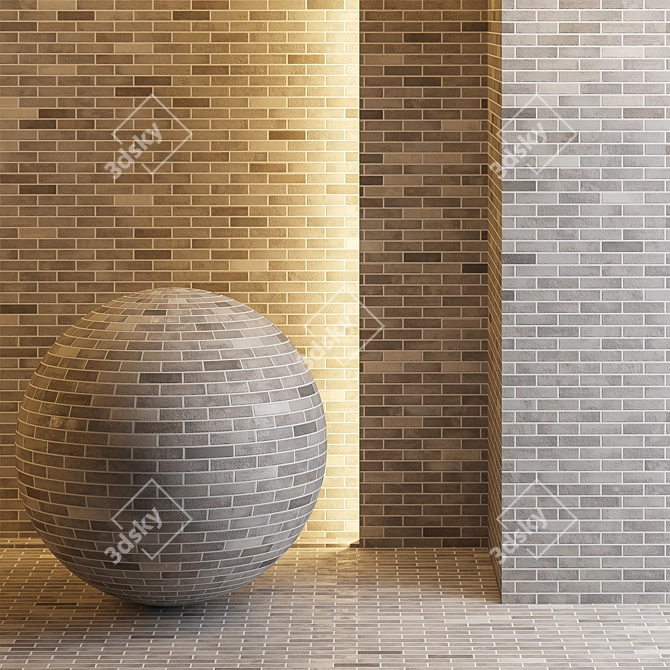 Seamless 5K Brick Beige 3D model image 1