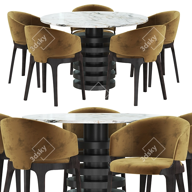 Elegant B_VELIS Chair: Stylish Column Table Included 3D model image 1