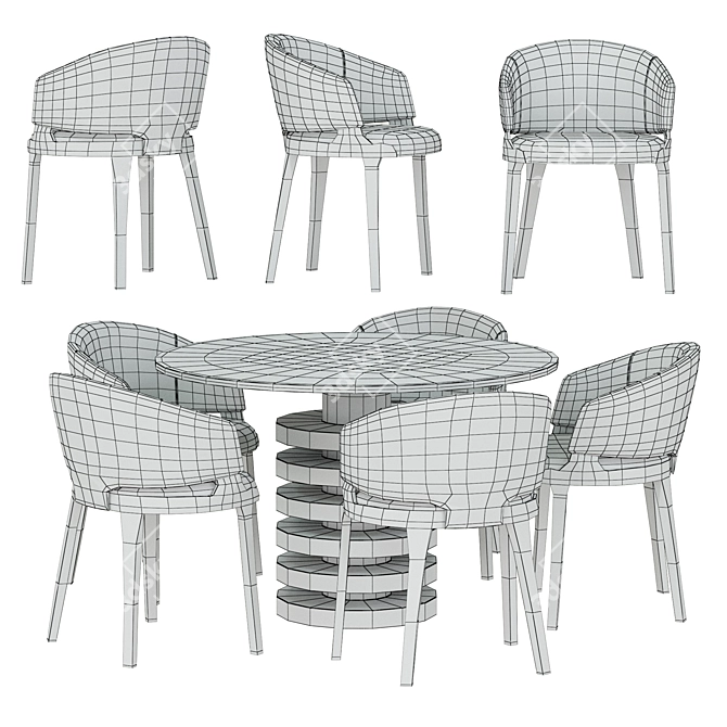 Elegant B_VELIS Chair: Stylish Column Table Included 3D model image 3