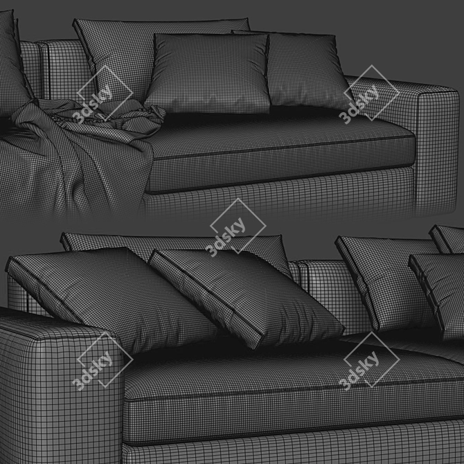 Stylish Poliform Dune 3-Seater Sofa 3D model image 5