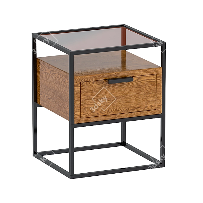 Modern Industrial Nightstand 3D model image 1