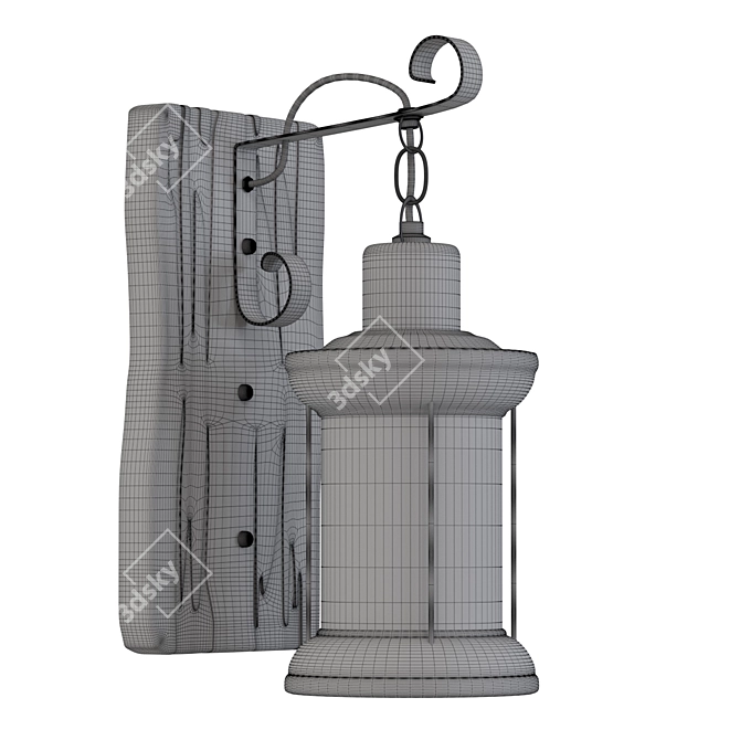 Rustic Metal Lantern Wall Light 3D model image 2