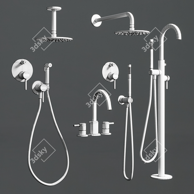 Omnires Y Collection: Black Steel Bath Faucet 3D model image 5