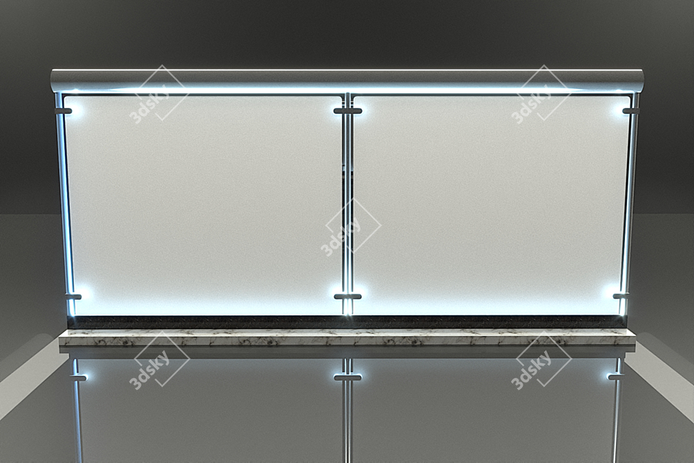 Backlit Metal and Glass Handrail 3D model image 1