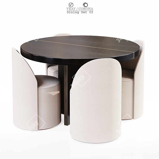 Elegant 3D Dining Set 3D model image 1