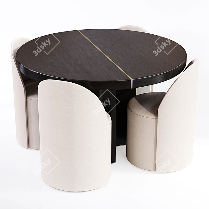 Elegant 3D Dining Set 3D model image 2