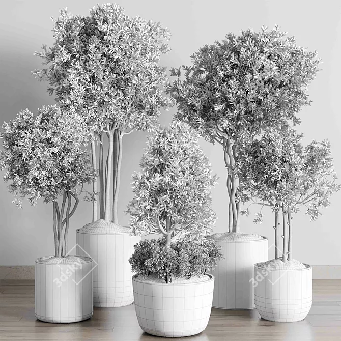 145-Piece Collection: Indoor/Outdoor Plant Tree Vase in Dirty Concrete 3D model image 7