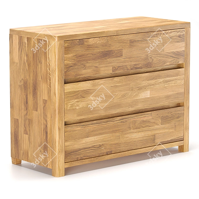 Loft-style Solid Oak Dresser: Lausanne 3D model image 1